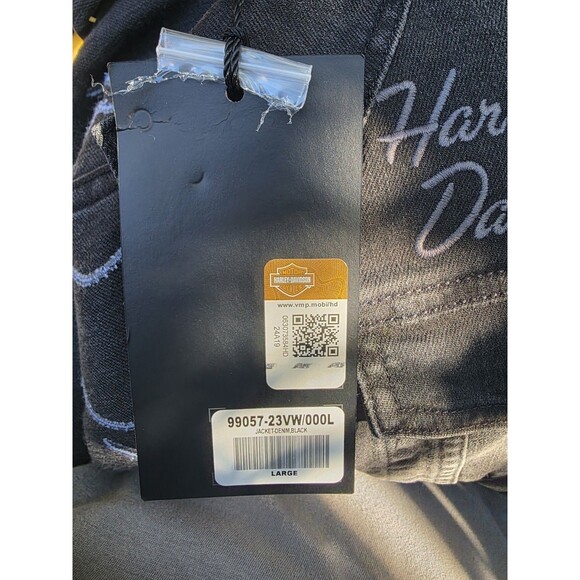 HARLEY DAVIDSON EMBROIDERED WOMEN'S SILVER WING LIGHT INDIGO DENIM JACKET LARGE - Picture 8 of 8